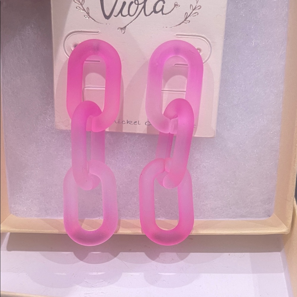 Pink Chain Link Earrings